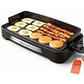 SENSCHEF Cleansnap Everyday Electric Griddle, 20&rdquo; Nonstick Grill with Foldable Anti-Mess Shield, 1700W Fast Heating, ILAG Ultimate Coating, Dishwasher-Safe Removable Plate, Midnight Black