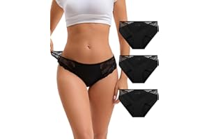 OEIOEI Women's Period Underwear for Heavy Flow, Lace Bikini Panties 3-Pack