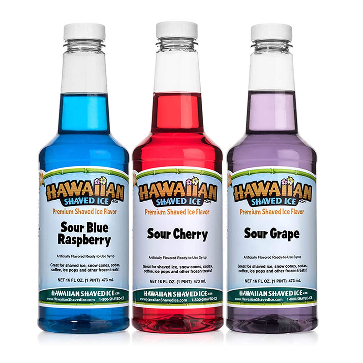 Hawaiian Shaved Ice Sour Syrup 3 Pack, Pints