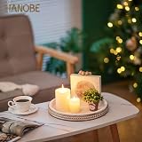 Hanobe Round Wood Tray White Beaded Decorative Centerpiece 30cm view 2