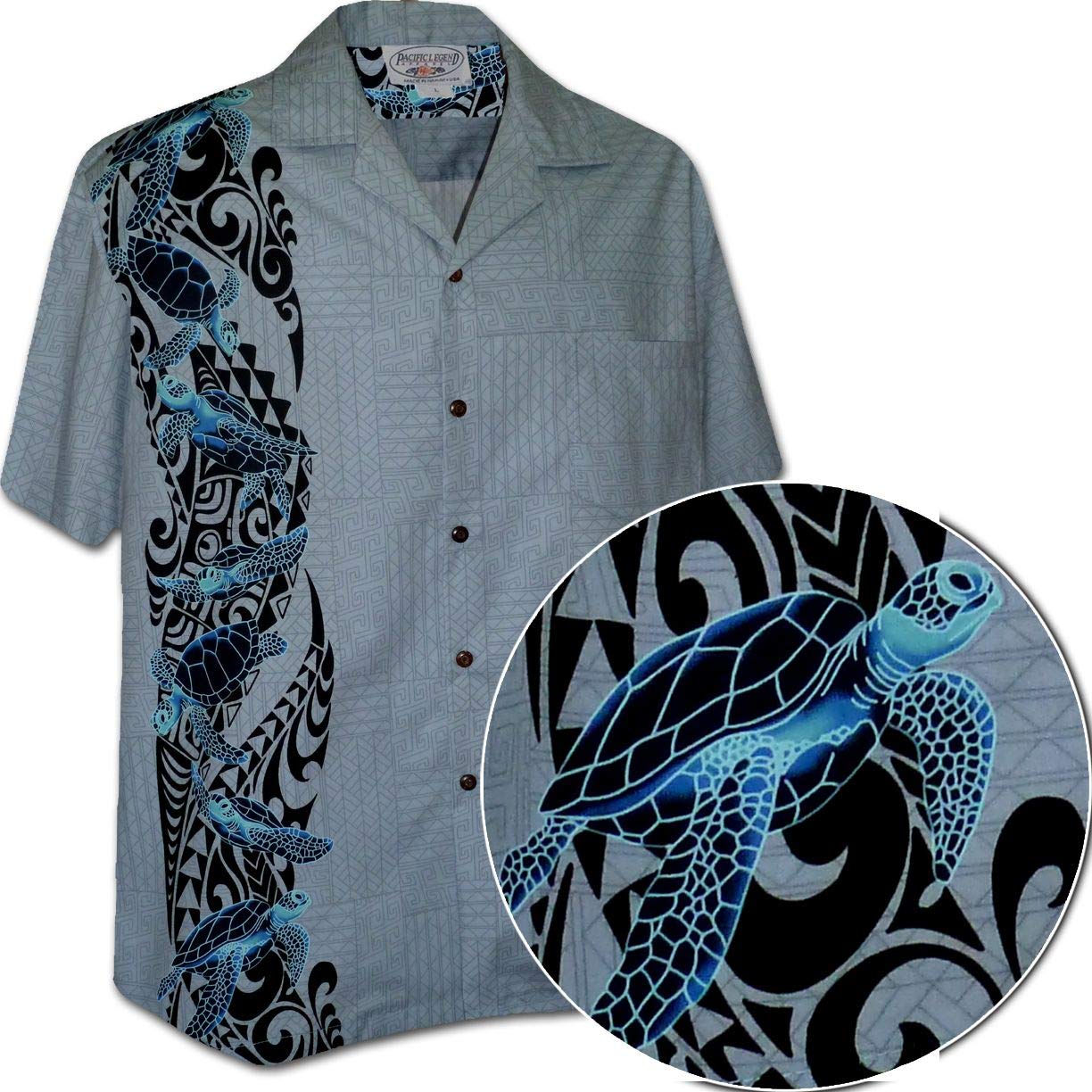 Hawaiian Honu Single Panel Men's Aloha Shirts Beachwear Central