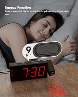 ROCAM Digital Projection Alarm Clock USB Charger Dimmable Bedroom Loud Snooze view 6