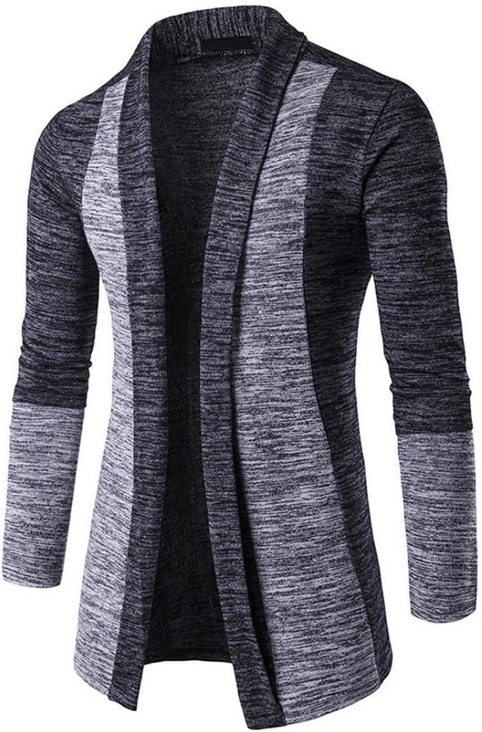 PHOTNO Boys Mens Cardigan Sweaters Long Knitwear Cardigan Knit Coat Jacket Outwear (M, Dark Gray)