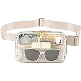 Stadium Approved Belt Bag Fanny Pack - Clear Crossbody Waist Bag for Women Men, Adjustable Strap, Beige