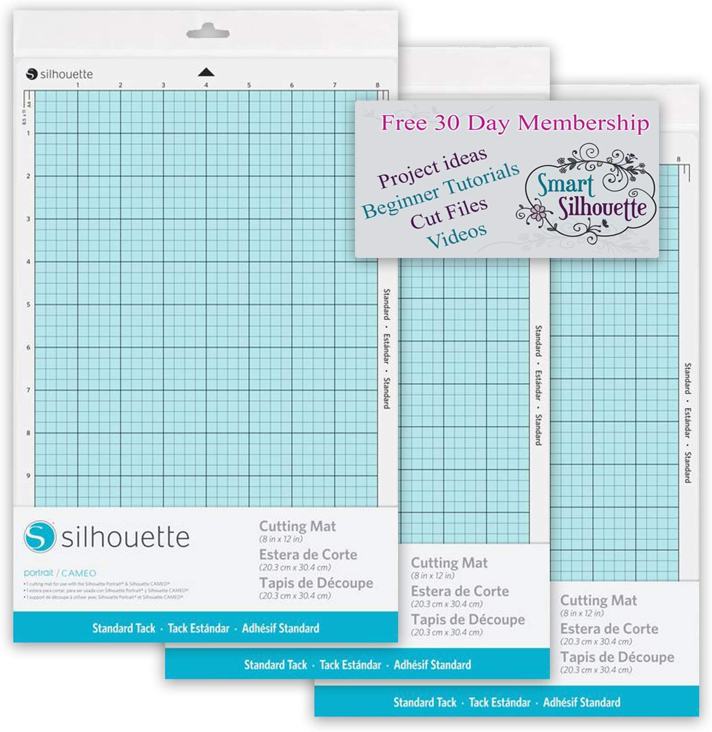 Silhouette America CUT-MAT-8-3T Portrait 2 Cut Mat (3 Pack), with 30 Day Smart Silhouette Membership