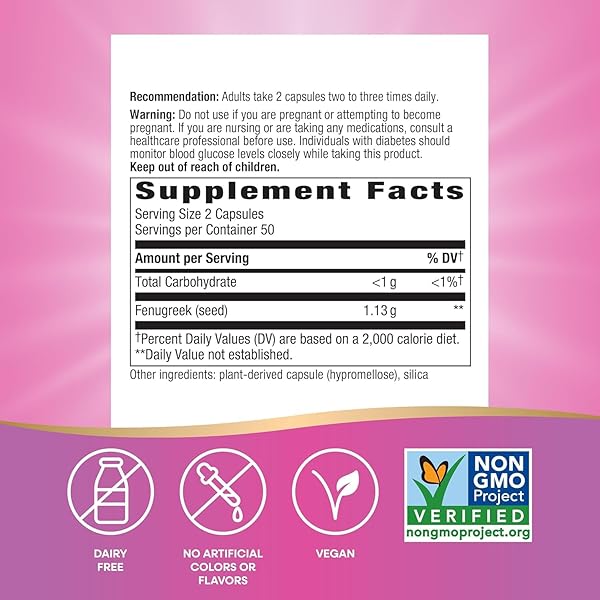 NATURE’S WAY FENUGREEK SEED, 610MG 100 CAPSULES
