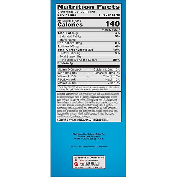 NUTRI-GRAIN BITES MINI BREAKFAST BARS, MADE WITH WHOLE GRAINS, KIDS SNACKS, CHOCOLATEY BANANA, 6.5OZ BOX (5 POUCHES)