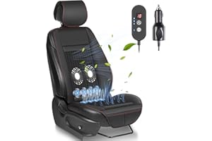 Paffenery 1Pcs Cooling Car Seat Cover Front Seat, 12V-24V Ventilated Cooling Car Seat Cushion, Cooled Seat Cover for Car SUV Truck Universal Fit, Fashion Black