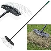 Altdorff Thatch Rake with Thin Hook Design Glides, Dethatcher Rake for Lawns with 66.9&rsquo;&rsquo; Steel Handle, Dethatching Thatching Rake for Pine Needles, Dead Grass, Garden Debris