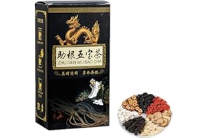 KRRHUEO Ginseng Five Treasures Tea Kidney Tea, Kidney Tea Formula Ginseng Five Treasure Tea, Ginseng Five Treasures Tea, Liver And Kidney Care Tea, Herbal Ginseng Tea For Tonic Men (1Box)