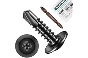 EASTPUK #8 x 3/4" Black Self Tapping Screws for Metal, Truss Head Phillips Drive 410 Stainless Steel Self Drilling Sheet Meta