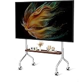 Easel Rolling TV Stand for 32-75" TVs, Stainless Steel TV Cart with Shelf | Mobile TV Stand with Lockable Wheels,Storage Shelves, Portable Floor TV Stand Hold Up to 110 Lbs Max VESA 600x400mm(Silver)