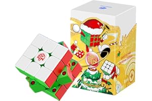 GAN356 M E 3x3 Magnetic Speed Cube Christmas Edition, 48 Clear Magnet Capsules, Customized 12 Tension Setting, Stocking Stuff
