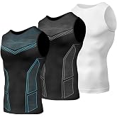 Odoland 3 Pack Men Compression Shirt Slimming Body Shaper Workout Vest | Tummy Control Undershirts for Gym, Running, Sports, Daily, Moisture-wicking