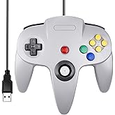 SAFFUN Classic N64 Controller, N64 Wired USB PC Game pad Joystick, N64 Bit USB Wired Game Stick Joy pad Controller for Windows PC MAC Linux Raspberry Pi 3 Sega Genesis Higan (Grey)