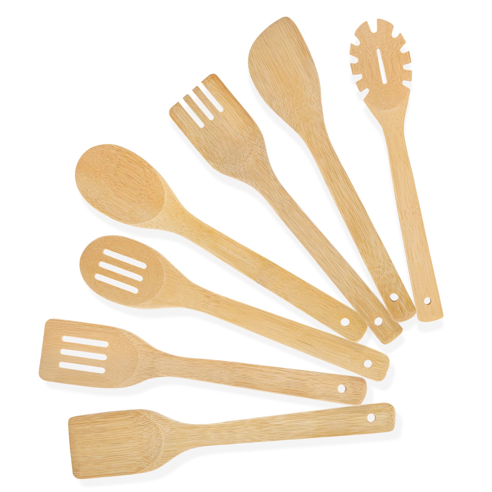 Photo 1 of [7-PCS] Wooden Spoons for Cooking is for All Kitchen. Made From Bamboo Wood, Wooden Spatula & Wooden Spoon 11.8 in. and Non-Stick Surface, Suitable for Home & Chef Use or Gift for Someone Special.