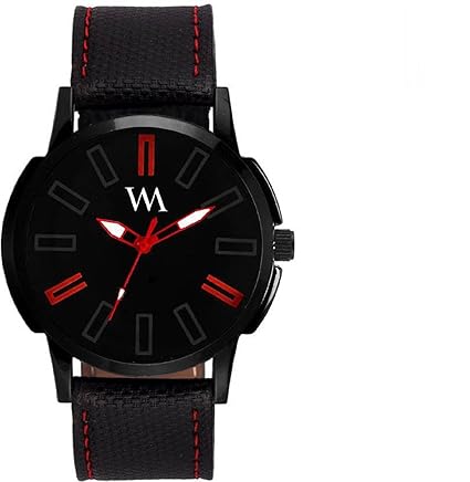 Black Leather Analog Watch for Men AWC-003rp