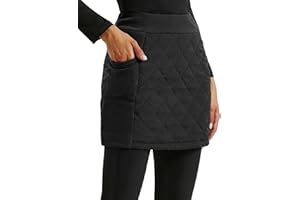 JACK SMITH Women's Puffer Quilted Skirt Insulated Warm Snow Skorts for Hiking Running Golf Zipping Both Way