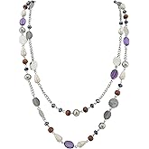 Bocar Long Necklaces for Women Trendy, Boho Layered Crystal Beaded Collar Necklaces for Women, Fashion Statement Necklaces Jewelry