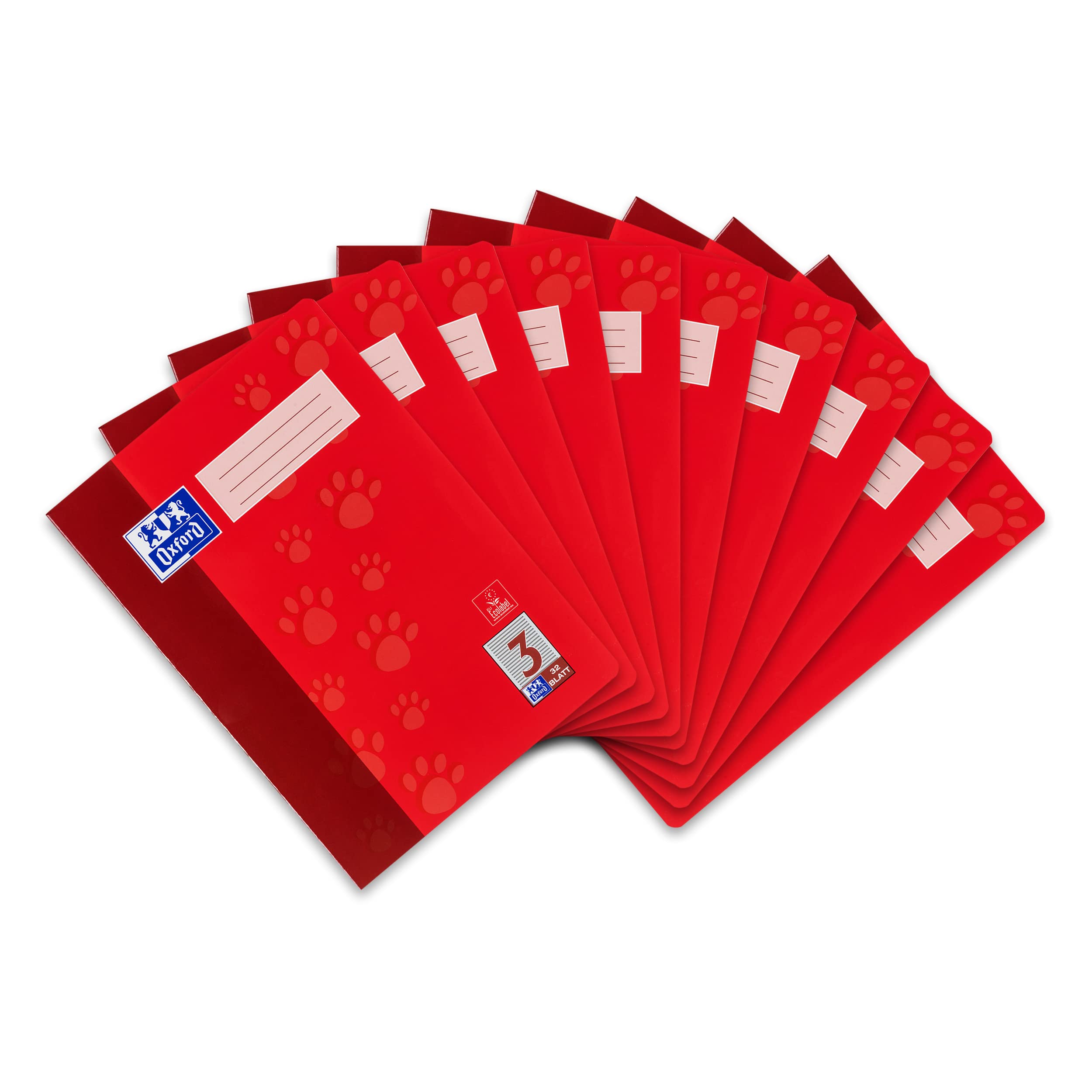 Oxford A4 School Exercise Book - 32 Pages 90 g/m² - Optic Paper Ruling 3 - for 3rd Grade Pack of 10 Pack of 10