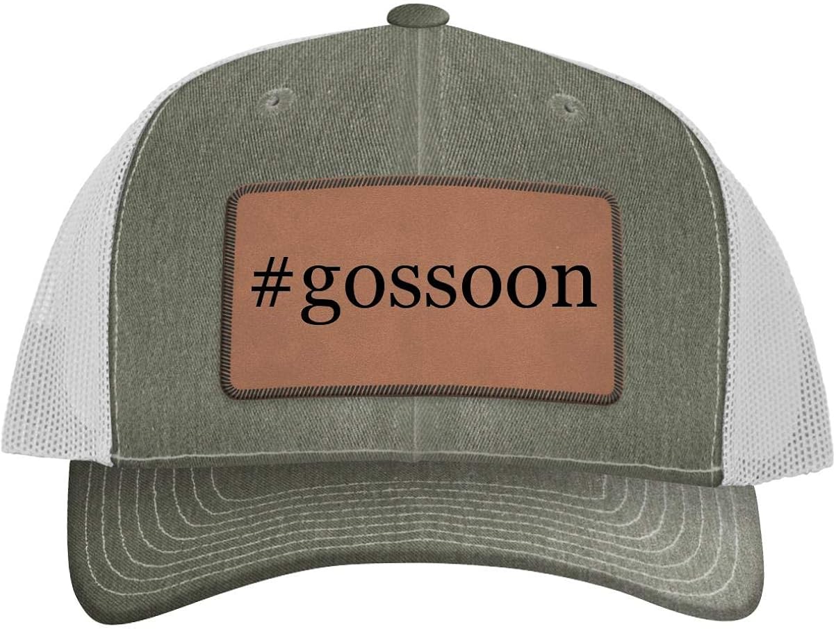 Gossoon Hashtag Leather Dark Brown Patch Engraved Trucker Hat