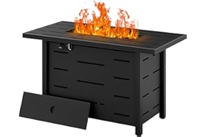 SHINTENCHI Walsunny 43 inch Outdoor Propane Fire Pit 50,000 BTU Gas Fire Pit Table with Lid, Waterproof Cover, Rectangle Gas Firepit Table for Garden/Patio, CSA Certification