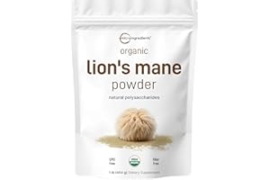 Micro Ingredients Organic Lion’s Mane Mushroom Powder, 16oz | Pure Fruiting Body Superfood | Supports Brain, Focus, Energy & Immune Health | Great for Smoothies & Coffee | Filler Free, Vegan, Non-GMO