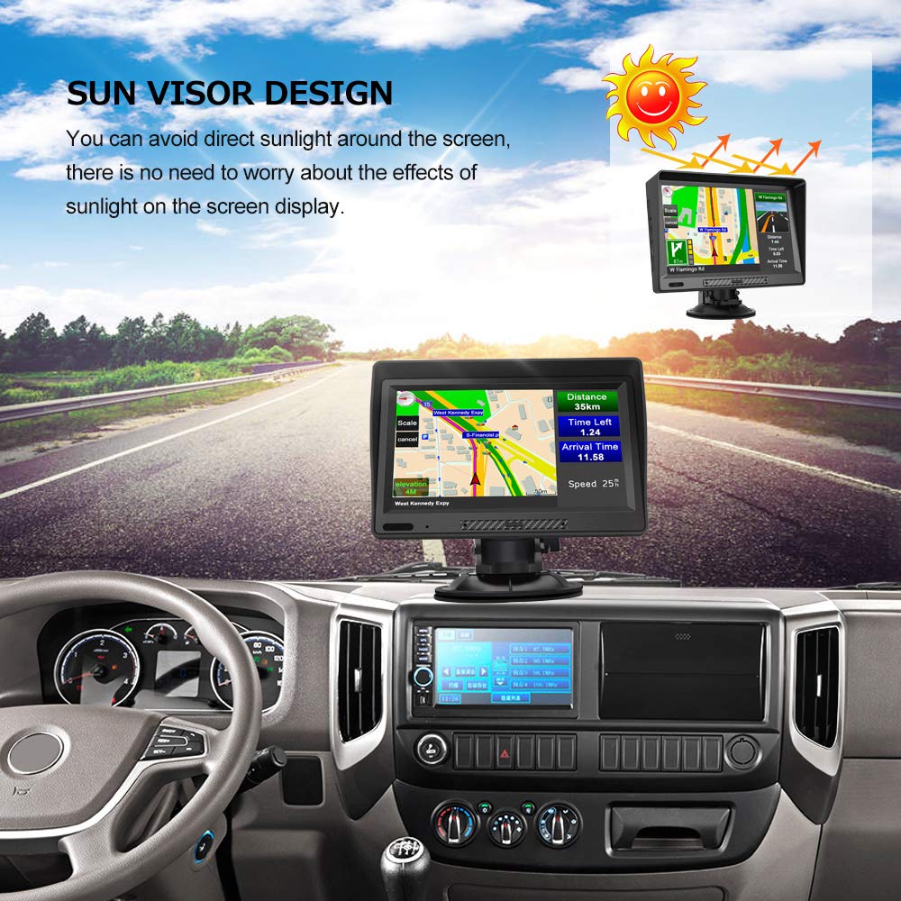GPS Navigation for Car, 9 inch Car Truk GPS with Sunshade HD Touch Screen 8GB 256MB Sat Nav for Cars with USA, Canada, Mexico Lifetime Map Free Update