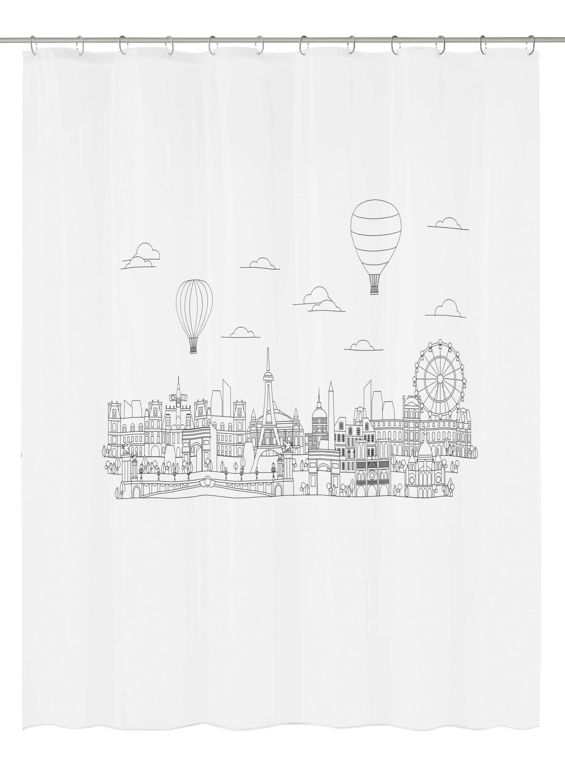 Kleine Wolke Wonderland Shower Curtain 180 x 200 cm PEVA Black White