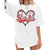 MOUSYA Baseball Mom Shirt Women Oversized Baseball Shirts Gameday Baseball Casual Short Sleeve Shirts