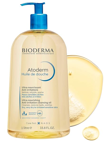 BIODERMA ATODERM SHOWER OIL, CLEANSING OIL FOR FACE & BODY, NOURISHING CLEANSING OIL FOR DRY TO ATOPIC SENSITIVE SKIN FOR SOFTER & SMOOTH SKIN FOR YOUR WHOLE FAMILY