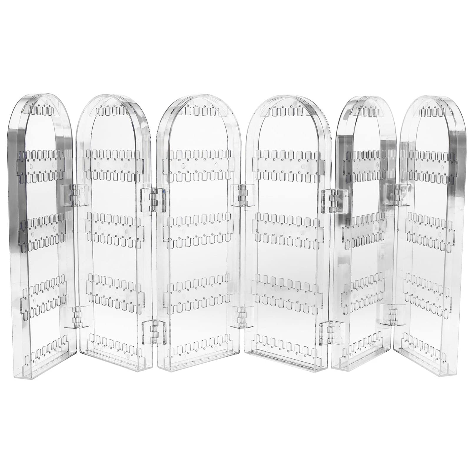 Holibanna Folding Earring Holder and Jewelry Organizer 360 Holes 5 Tiers 6 Doors Foldable Jewelry Rack Display Stand for Necklaces Earrings Piercings Women Transparent