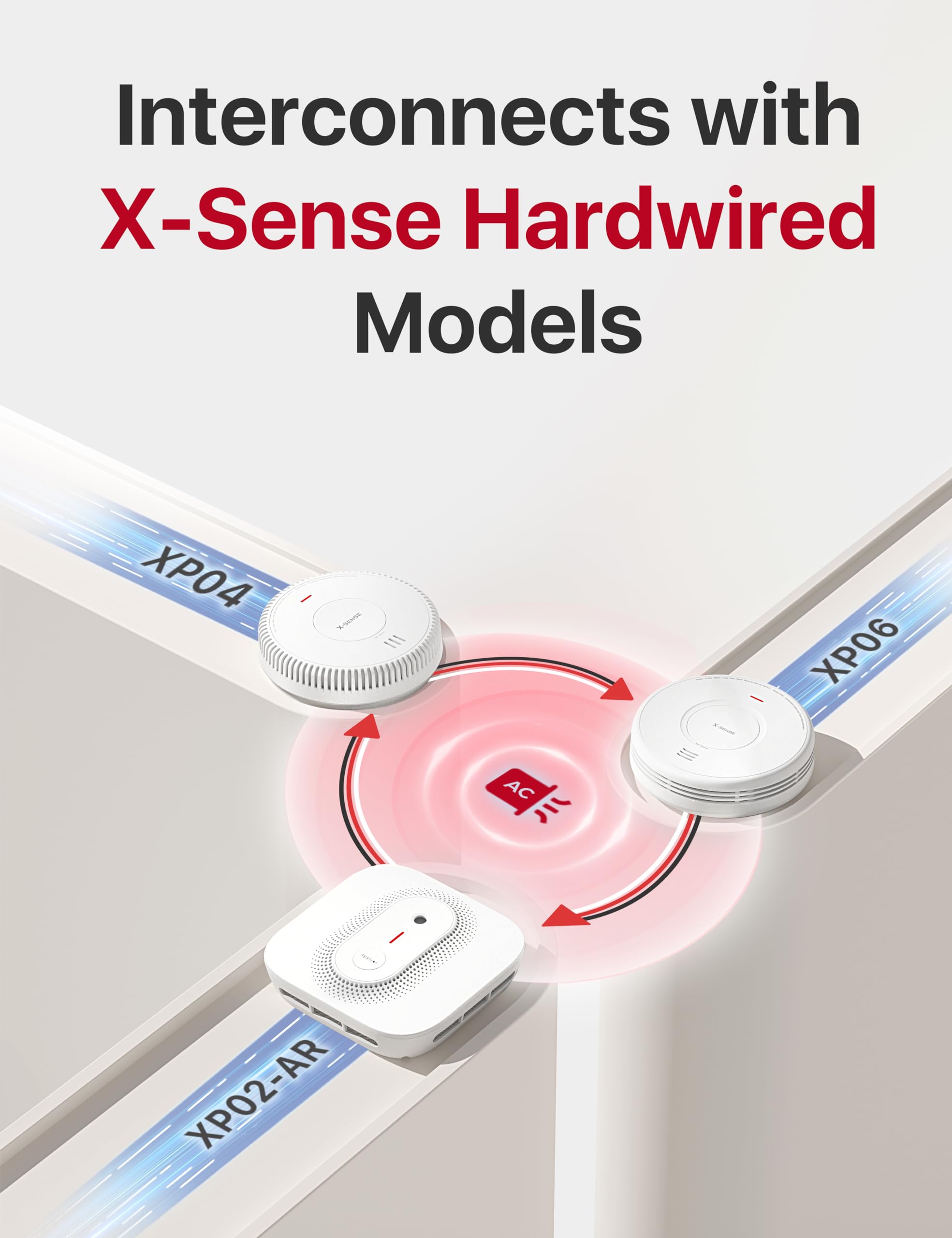 X-Sense Smoke Detector Carbon Monoxide Detector Combo Hardwired with Voice Location, Hardwired Interconnected Smoke and Carbon Monoxide Detector, Model XP02-AR, 1-Pack