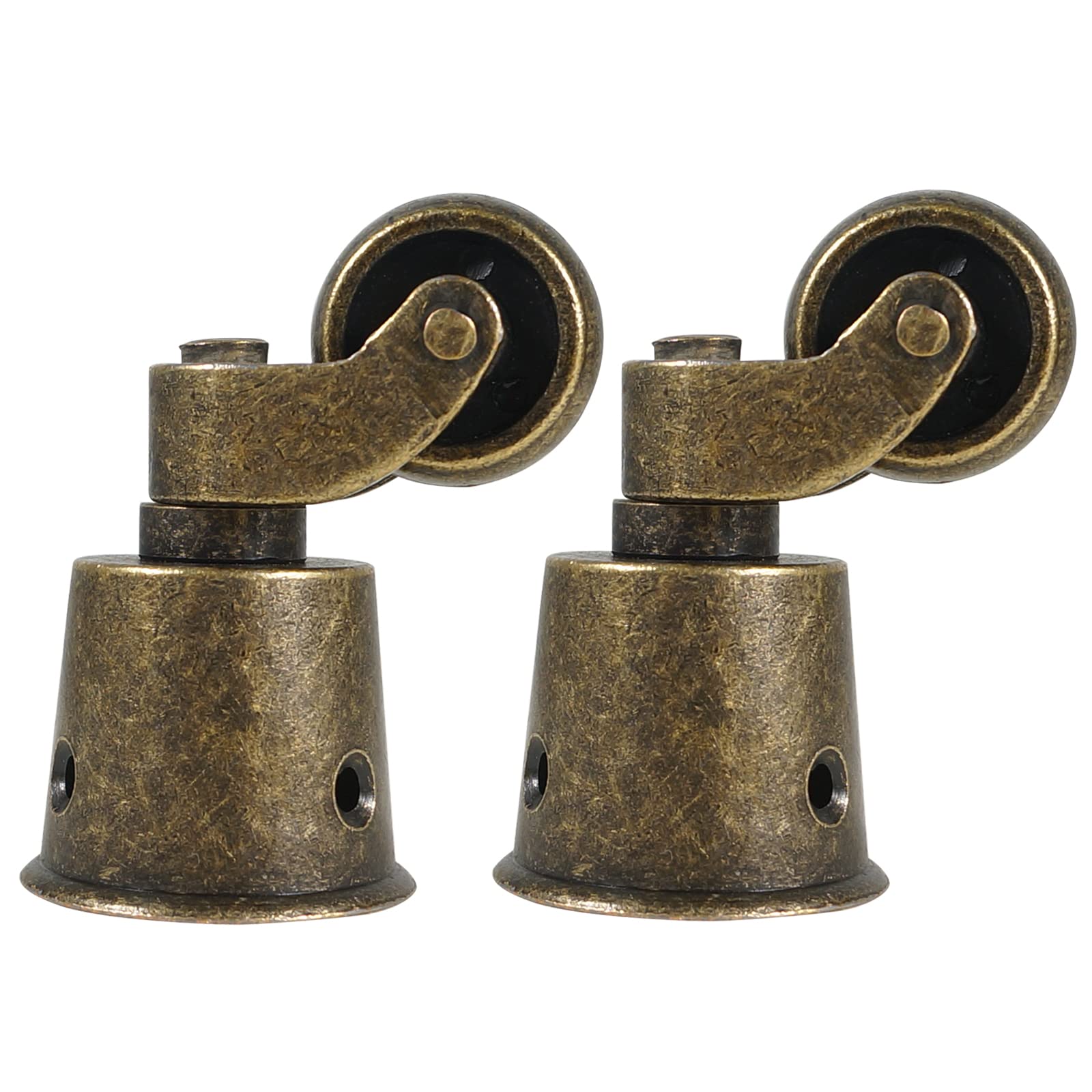MACHSWON 2PCS Polished Antique Cup Type Casters Solid Brass High Load Capacity Universal Furniture Casters for Furniture Suits Beds Armchairs Bronze