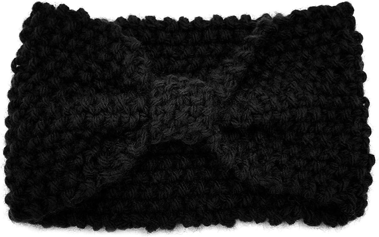 Magic Needles Headband Earwarmers for Women | Handmade/Crocheted with Good Woolen Earwarmer Earmuffs Earcap Earcover Soft Headwrap Warm Winter Accessories for Girls (black)
