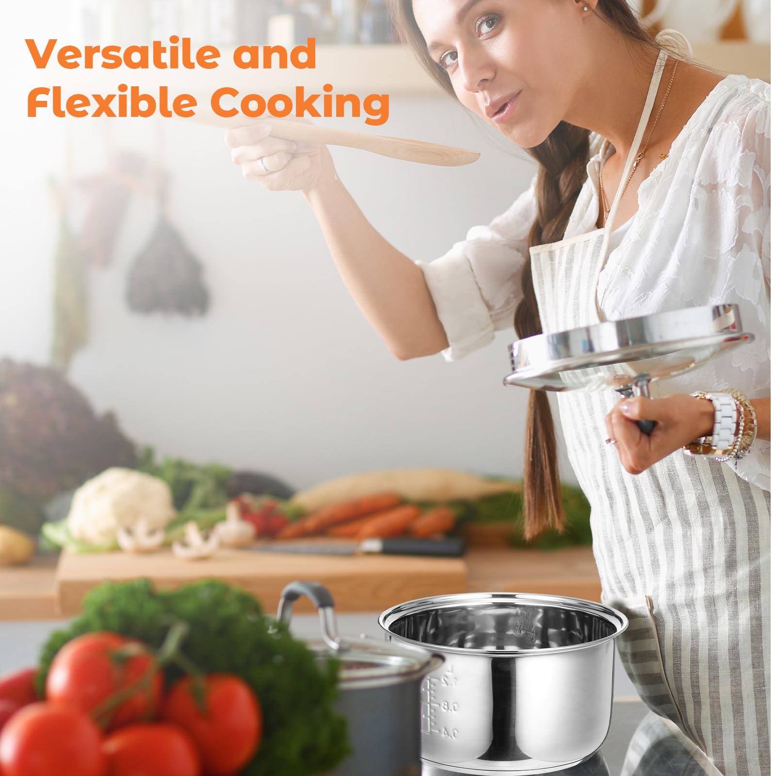 Baderke 304 Stainless Steel Inner Pot Compatible with Zojirushi NS-TSC10 and Tiger JBV-A10U Rice Multi-cooker (5.5 Cups) 3L Inner Bowl Replacement Pot Rice Cooker Stainless Steel