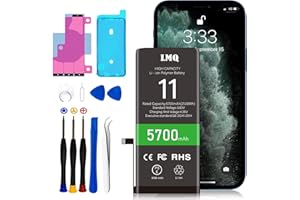 LMQ 5700mAh Super Capacity Battery Compatible with iPhone 11, 0 Cycle Li-Polymer Replacement Battery for iPhone 11 （Model A2111, A2223, A2221） with Repair Tool Kit+Adhesive
