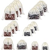 16 PCS Purse Dust Bags for Handbags Dustproof Drawstring Storage Bag with Clear Window, Non Woven Fabric Travel Shoe Storage Bag Beige Dust Cover Fabric Handbag Pouch Covers with Assorted Sizes