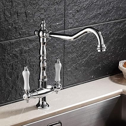 Fzhlr European Kitchen Faucet Chromec Silver Antique Copper Retro