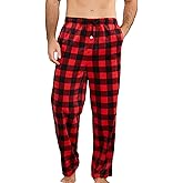 U2SKIIN Mens Fleece Pajama Pants Soft Warm Plaid Lounge Pj Bottoms with Pockets and Button Fly