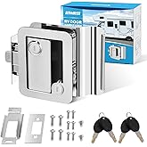 Kohree RV Door Lock, Polar Chrome Travel Trailer Door Latch with Paddle Deadbolt, Universal Entrance Lock Counter Security Lo