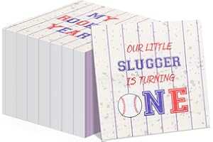 QUERICKY 100pcs My Rookie Year Napkins Disposable Rookie of The Year Paper Luncheon Napkins Set for Boys First Baseball Birthday Party Supplies My Rookie Year 1st Birthday Decor