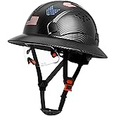 Aolamegs Safe Carbon Fiber Pattern Full Brim Hard Hat with Visor-OSHA Approved Construction Safety Helmet for Men Women,ANSI Z89.1 Vented Reflective Hardhat with Hard Hat Chin Strap,6-Point Suspension