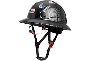 Aolamegs Safe Carbon Fiber Pattern Full Brim Hard Hat with Visor-OSHA Approved Construction Safety Helmet for Men Women,ANSI Z89.1 Vented Reflective Hardhat with Hard Hat Chin Strap,6-Point Suspension