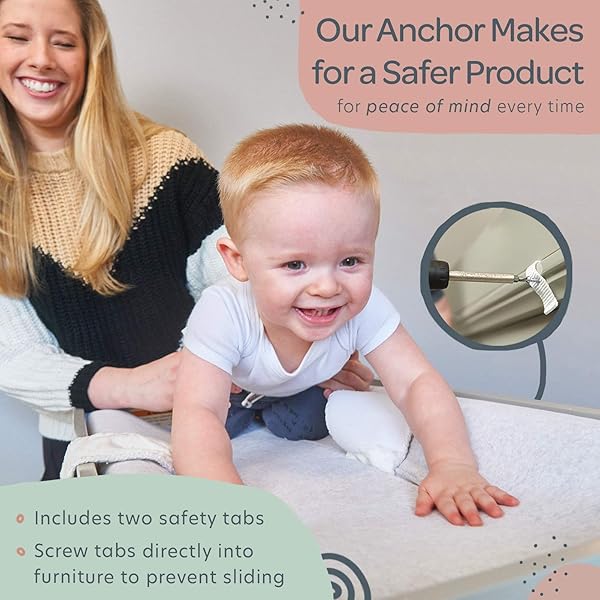 POOPOOSE BABY CHANGING PAD WITH SECURE STRAP 32″ X 16″, CHANGING DIAPER MAT FOR TABLE DRESSER CHANGE STATION SOFT, WHITE