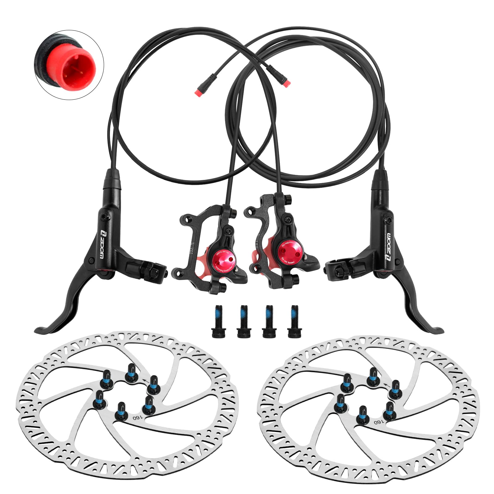 Photo 1 of Z00M HB875E Ebike Hydraulic Disc Brake Set, Electric Power-Off Hydraulic Brake Set with 160mm Rotors, Pre-Bled with Mineral Oil Brakes Kit for eBike, Mountain Bike, Road Bike