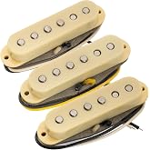 Musiclily Pro ST-TX Staggered Alnico 5 Single Coil Pickups Set Cream | Neck Middle Bridge, for Strat Style Electric Guitar