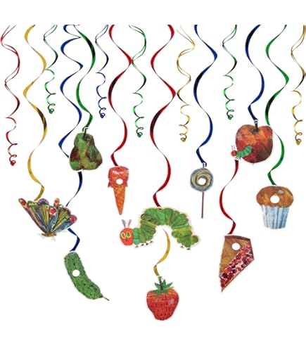 Hortsun 14-Piece Hungry Caterpillar Paper Lanterns Set – 12" & 8" Sizes, Red/Green, Includes Eyes, Mouth, Feelers & Glue Dots – For Birthday, Baby Shower, Or Classroom Ceiling Decor
