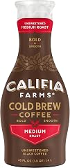 Califia Farms - Pure Black Medium Roast Cold Brew Coffee, 48 Oz, 100% Arabica, Plant Based, Vegan, Gluten Free, Non GMO, Suga