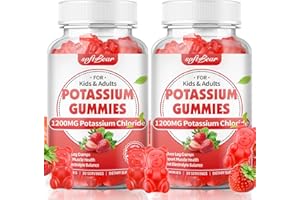 softbear Potassium Gummies for Adults, Sugar Free Potassium Chloride Gummies 1200mg Support Leg Cramps & Electrolyte Balance High Potency Potassium Supplement, Strawberry Flavor 120 Count